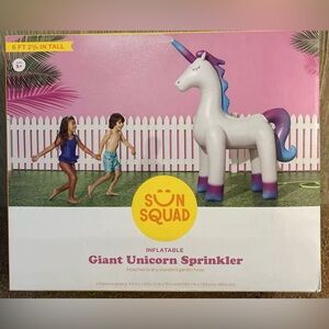 Sun squad giant 6 FT  inflatable white  unicorn sprinkler  fun water sports New